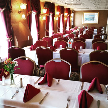 Tables set, ready for dining